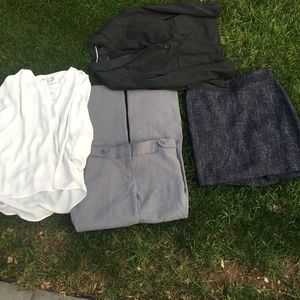 ⏰Loft Marisa Trouser, Banana Republic blazer, The Limited skirt Suite lot 2P, 2,